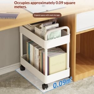 Alternative view of 12cm White-2 Layersdesktop VersionSmall Cart Storage Rack, Floor To Ceiling Kitchen, Multi-level Mobile Snacks, Bathroom, Bathroom, Bedroom, Bookshelf Storage Rack