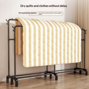 Alternative view of 120 White Double Pole - Double Row Side Frame-strong Push In The Dressing RoomFloor Standing Clothes Hanger, Bedroom And Household Clothes Floor Standing Clothes Hanger, Extendable And Adjustable, Thi