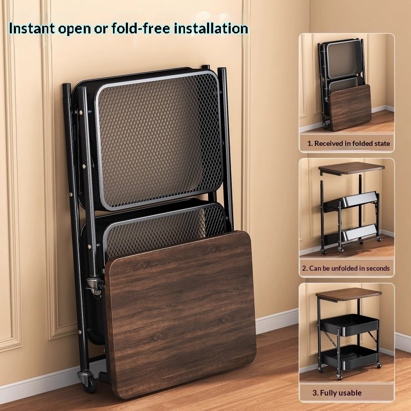 Vintage Small Cart Storage Rack, Floor Standing Snack Storage Rack, Foldable Storage Rack, Bedside Table, Sofa Side, Coffee Table - Image 4