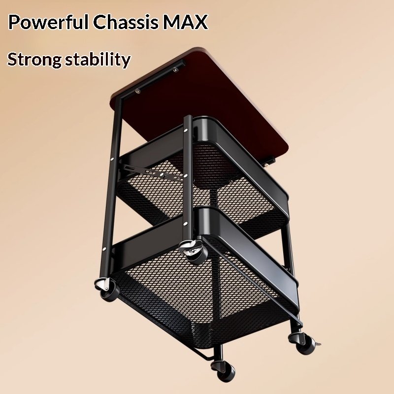 Vintage Small Cart Storage Rack, Floor Standing Snack Storage Rack, Foldable Storage Rack, Bedside Table, Sofa Side, Coffee Table - Image 2
